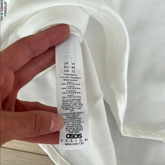 ASOS DESIGN satin puff sleeve midi tea dress in white - Picture 13 of 13